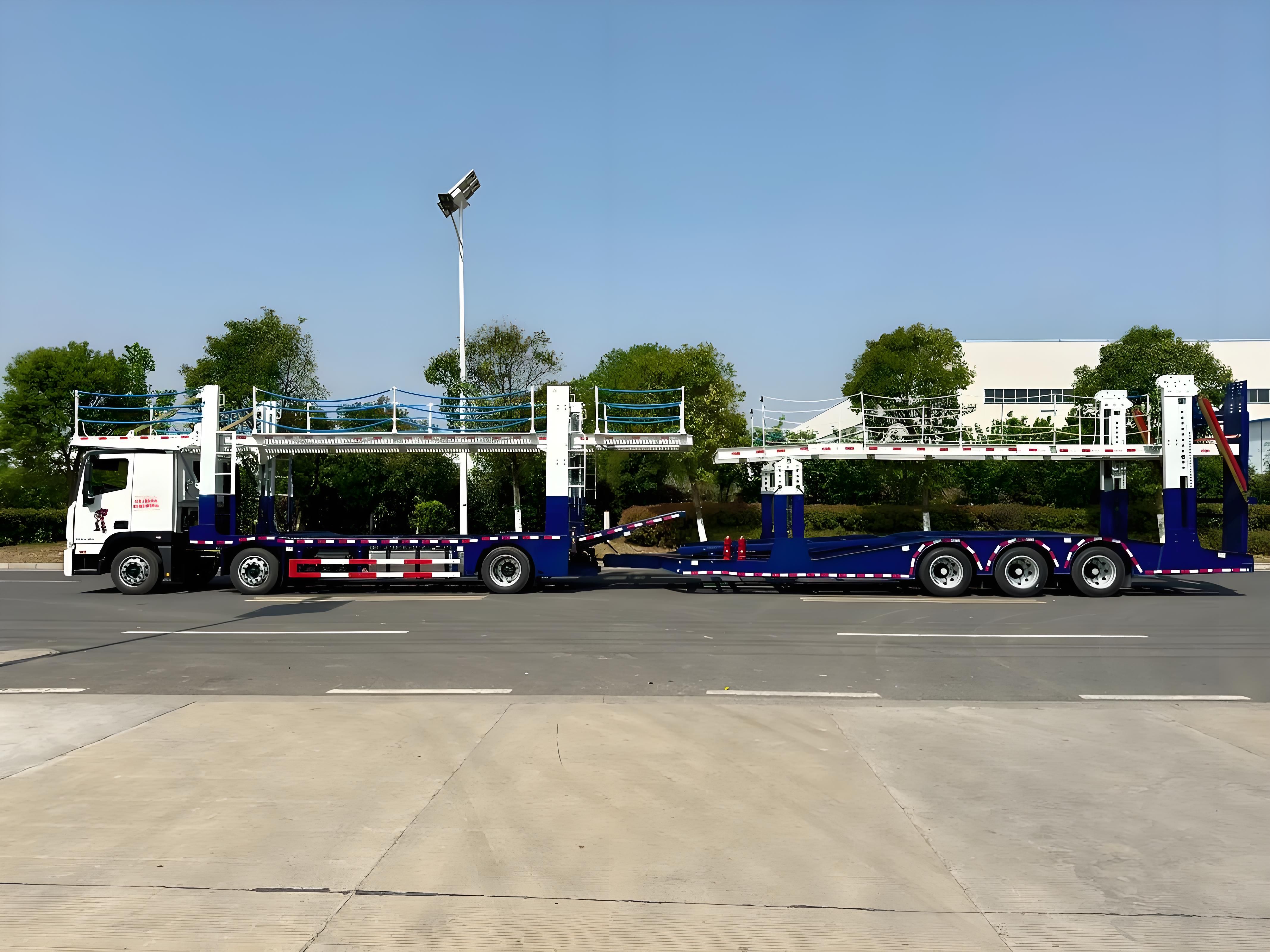 Multi-level car carrier trailer alternate angle
