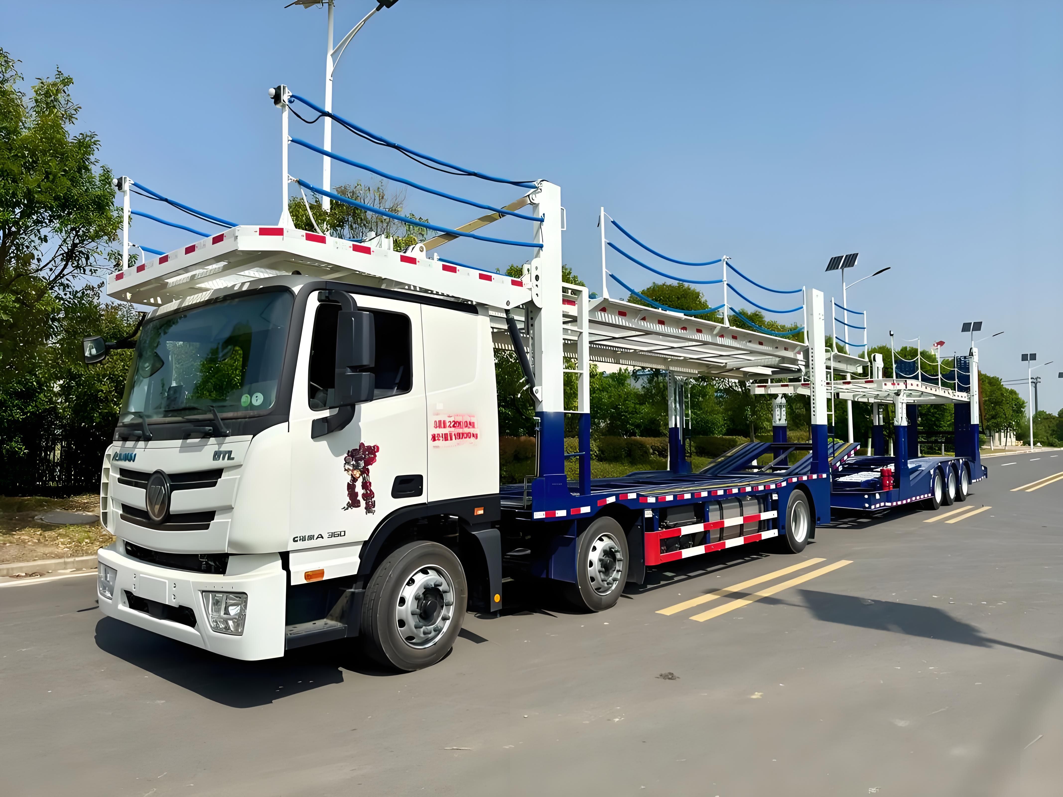 Multi-level car carrier trailer side profile