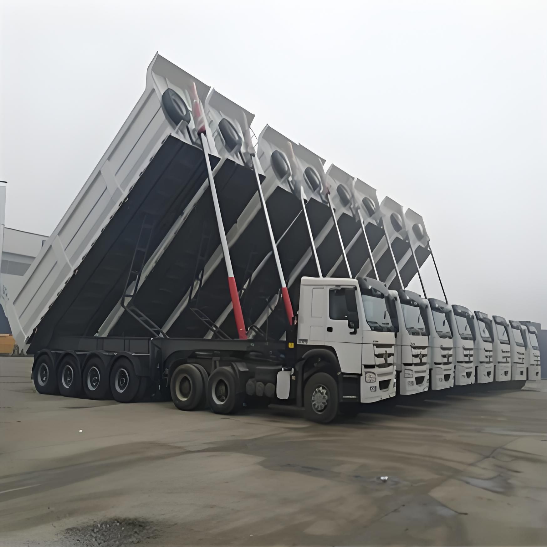 Universal rear tipping semi-trailer rear angle